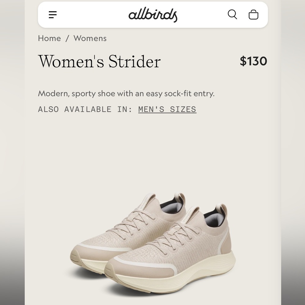 NWT Allbirds Women’s Striders Sneakers- Rugged Beige